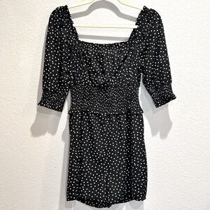 Paper Crane Boutique Black Polka Dot Cinched Waist Romper- Size Small